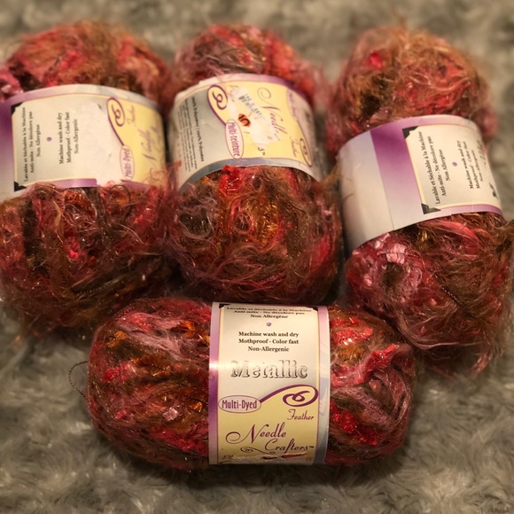 Needle Crafters Metallic Pink Yarn (50 yrd) 100% Polyester Lot of Four - Picture 3 of 4